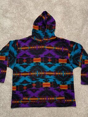 VTG Santana Fleece Hoodie Men X-Large  Aztec Navajo Hooded Sweatshirt Retro Y2k